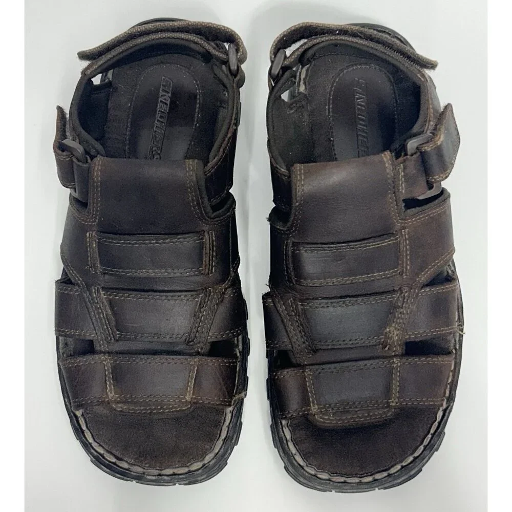 Skechers Men's sandals sz 8 jammers Brown Leather Gladiator Fisherman 60847 boho